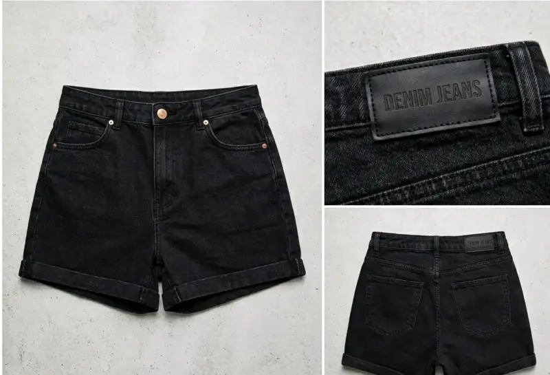 Shorts de mezclilla negros para mujer