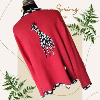 Cardigan rojo italiano vintage - miniatura 1