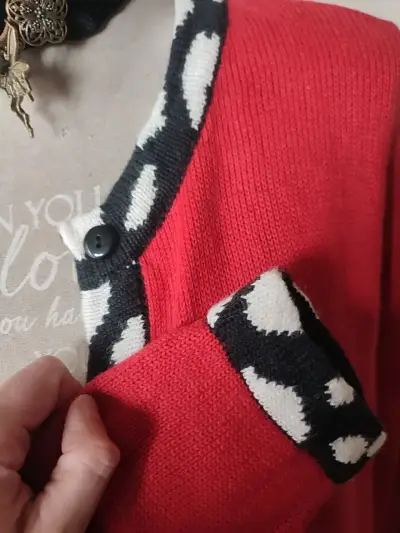 Cardigan rojo italiano vintage - miniatura 4
