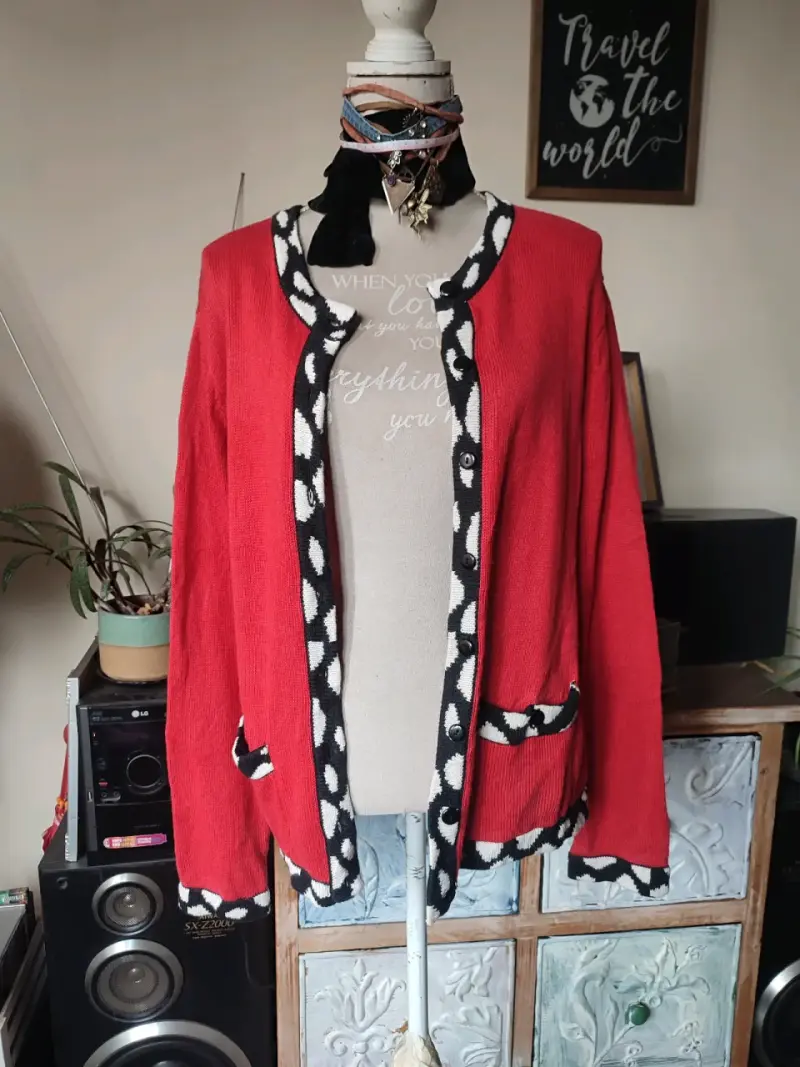 Cardigan rojo italiano vintage - 5