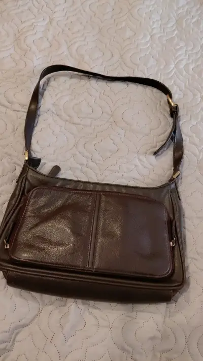 Bolso bandolera de cuero marrón - miniatura 1