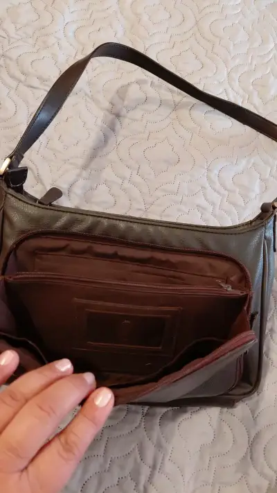 Bolso bandolera de cuero marrón - miniatura 2