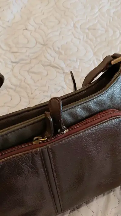 Bolso bandolera de cuero marrón - miniatura 5