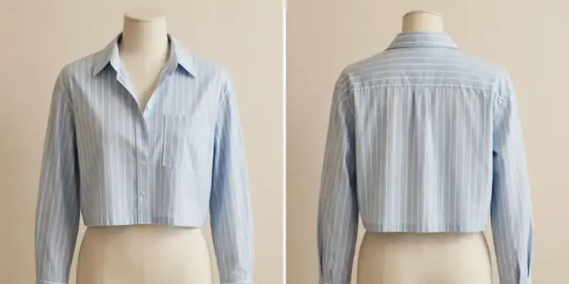 Camisa a rayas celeste para mujer - 2