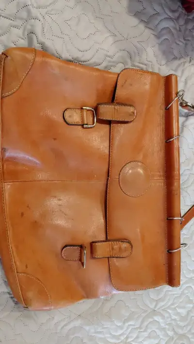 Bolso de cuero italiano vintage marrón - miniatura 1