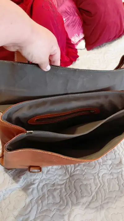Bolso de cuero italiano vintage marrón - miniatura 3