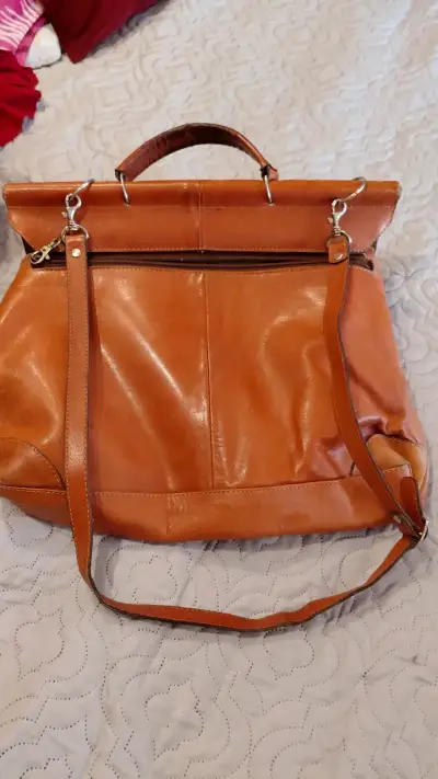 Bolso de cuero italiano vintage marrón - miniatura 4