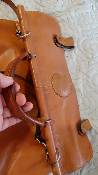 Bolso de cuero italiano vintage marrón - miniatura 5