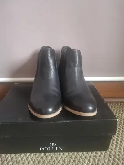Botines de cuero negro Pollini para mujer - miniatura 1