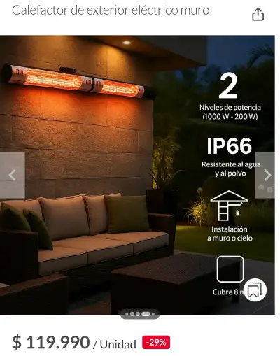 Calefactor de Exterior Eléctrico Würden IP66 - miniatura 1
