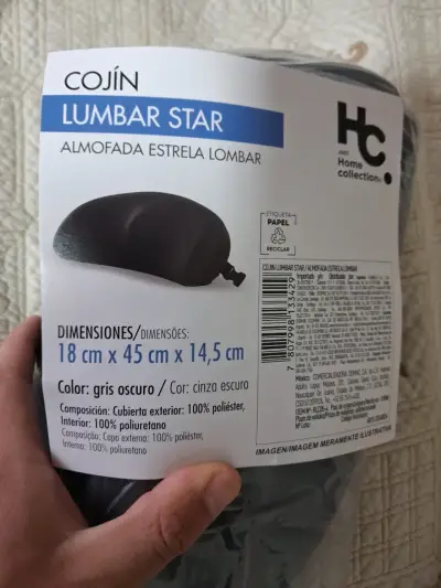 Cojín lumbar gris oscuro Home Collection - miniatura 1