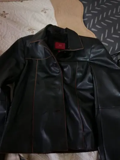 Chaqueta de cuero negra MS Collection - miniatura 1