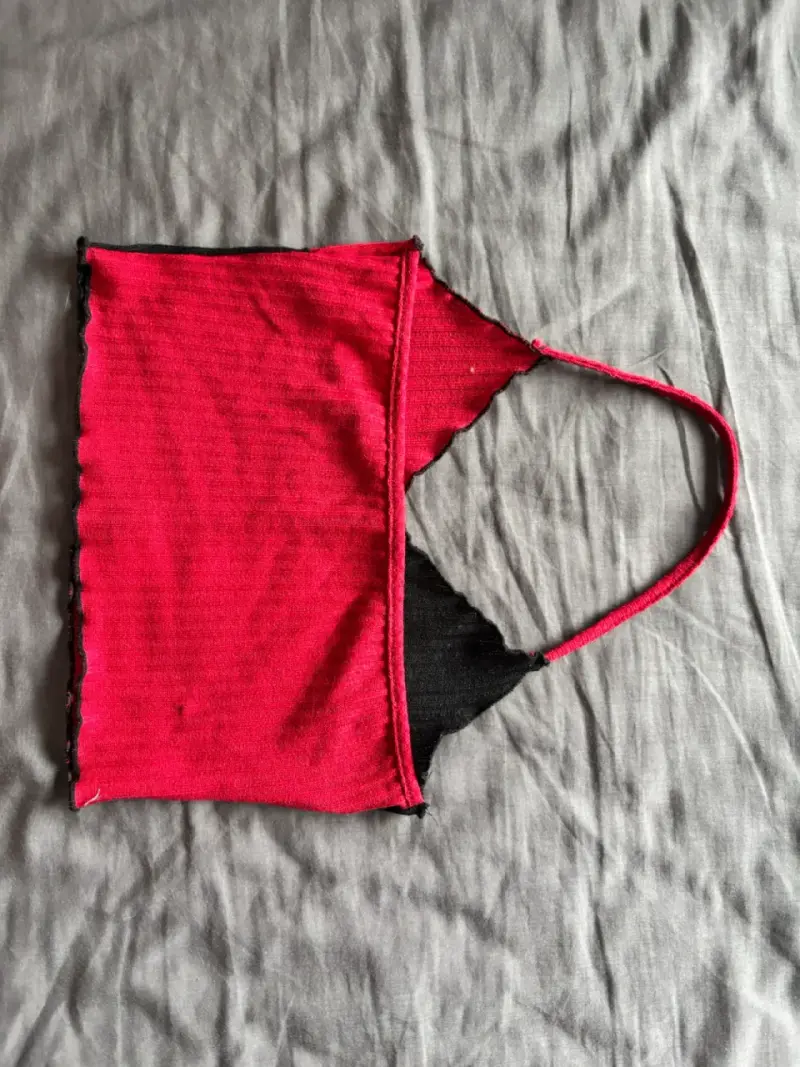 Top de punto rojo y negro para mujer - 2