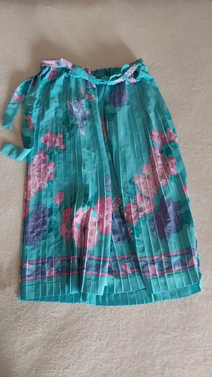 Falda plisada floral azul turquesa para mujer - 1
