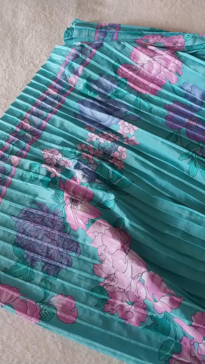Falda plisada floral azul turquesa para mujer - 3