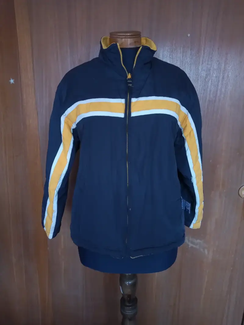 Chaqueta reversible azul y amarilla con cierre - 1