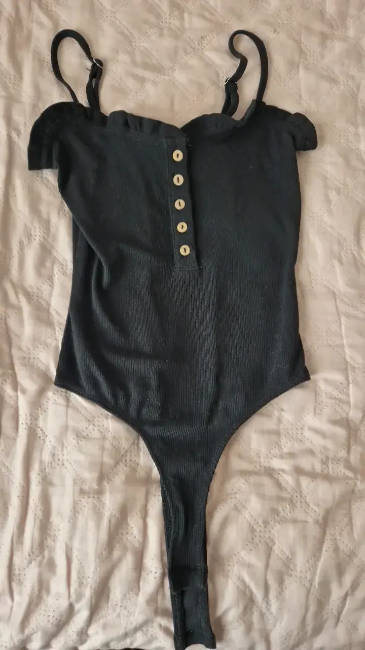 Body negro con botones para mujer - 1