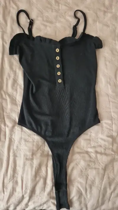 Body negro con botones para mujer - miniatura 1