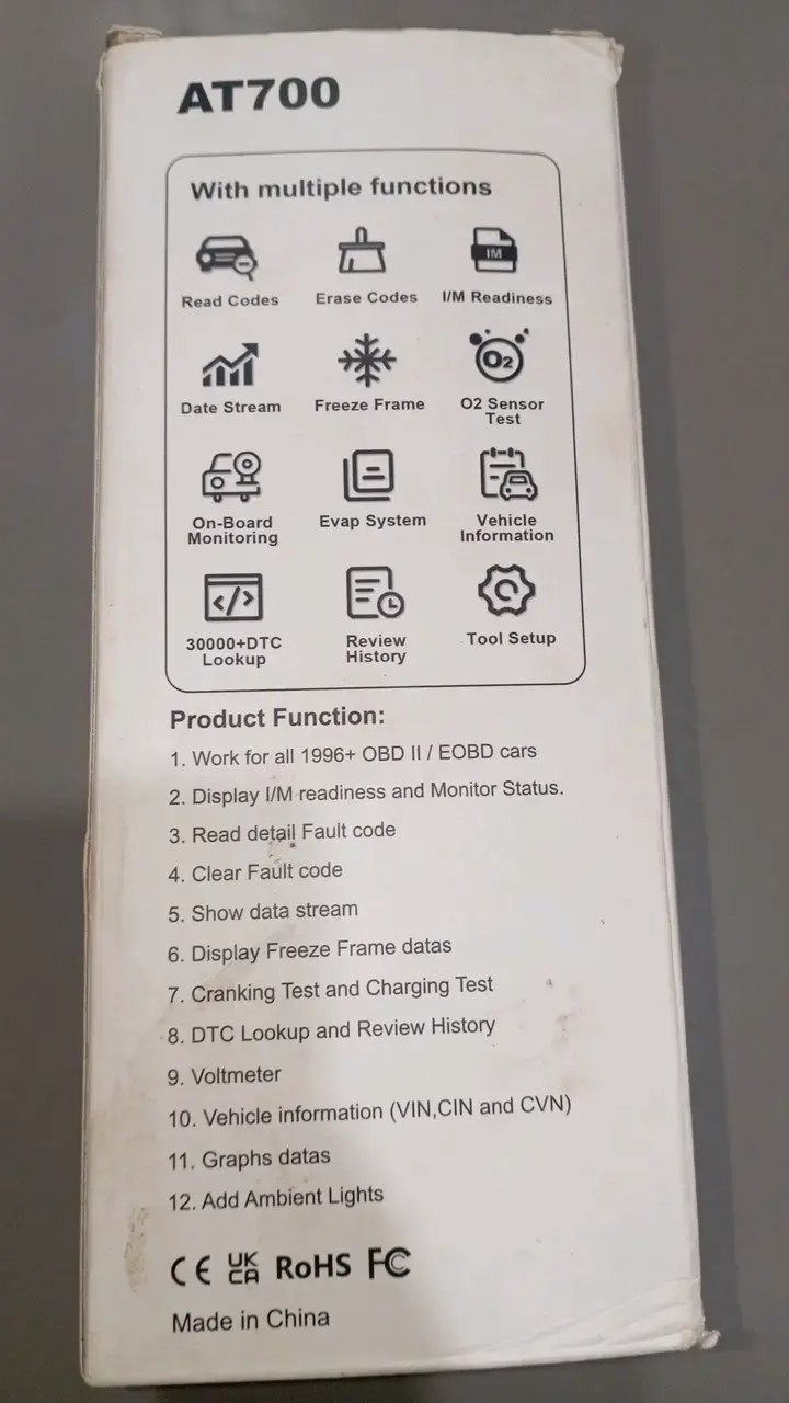 Escáner OBD II/EOBD AT700 para diagnóstico automotriz - 2