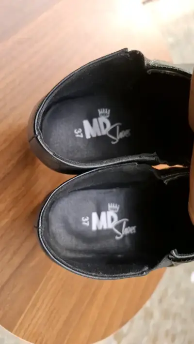 Botines de cuero negro con tacón MD Shoes - miniatura 4