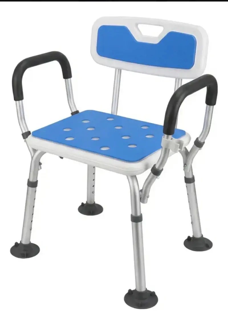 Silla de Ducha Ajustable con Respaldo Azul