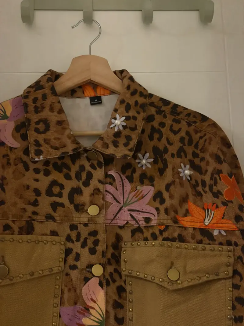 Chaqueta de Jeans Animal Print con Flores - 3