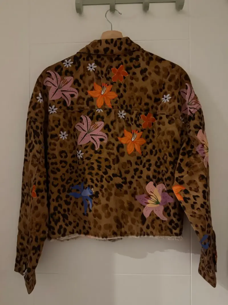 Chaqueta de Jeans Animal Print con Flores - 5