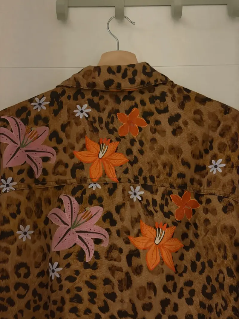 Chaqueta de Jeans Animal Print con Flores - 6