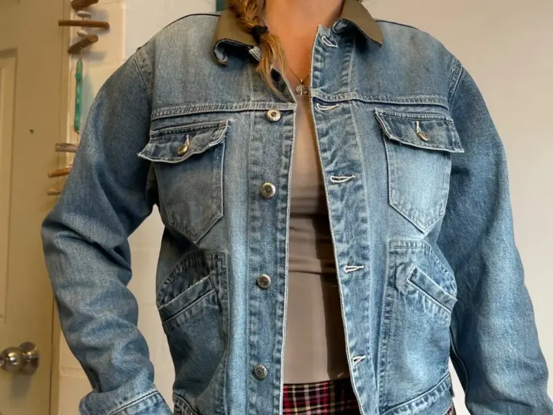 Chaqueta de mezclilla gap azul para mujer - 1