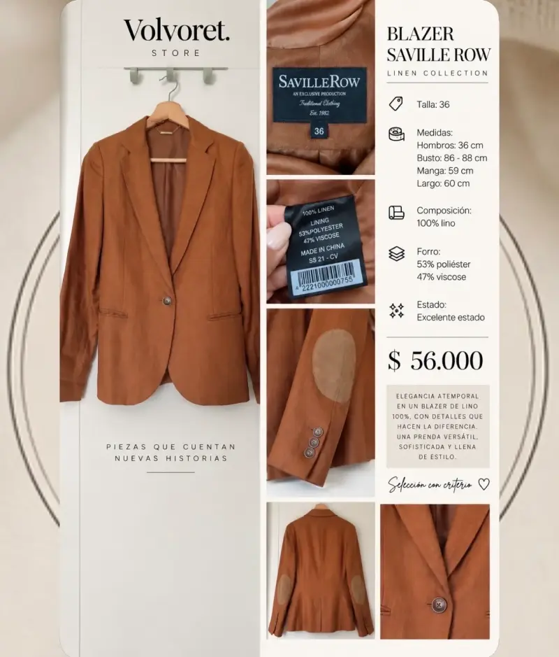 Blazer de lino marrón Saville Row - 1