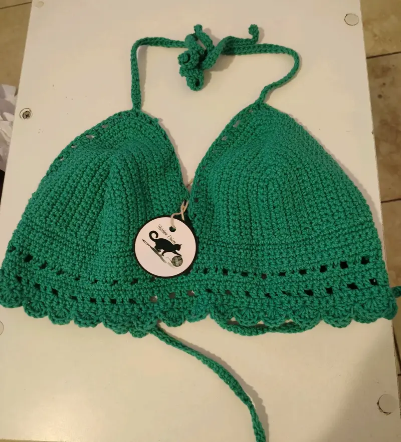 Top de crochet verde para mujer - 1