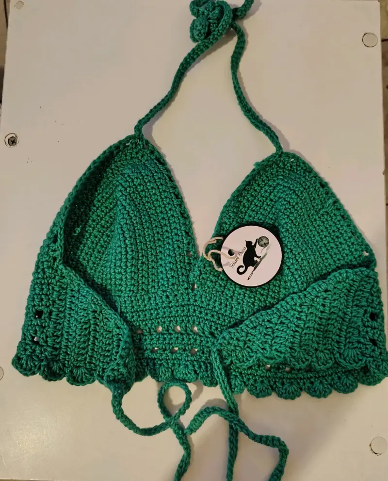 Top de crochet verde para mujer - 2