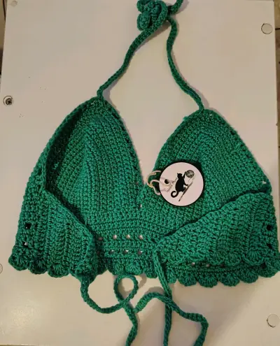 Top de crochet verde para mujer - miniatura 2