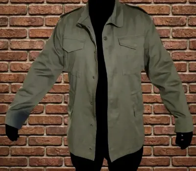 Chaqueta militar verde con parches - miniatura 1