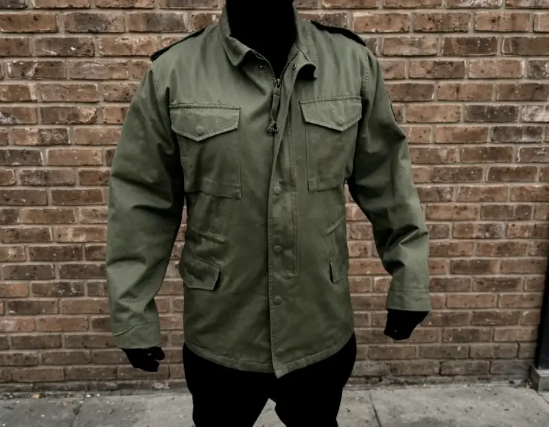 Chaqueta militar verde con parches - 4