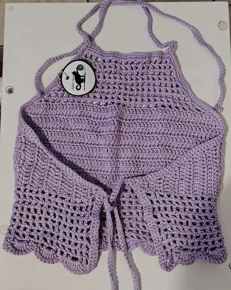 Top tejido a crochet lila para mujer - 2
