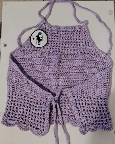 Top tejido a crochet lila para mujer - miniatura 2