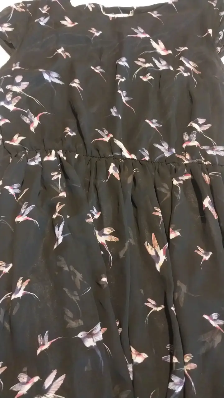Vestido negro con estampado de pájaros - 2