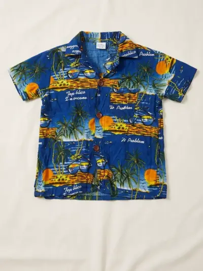 Camisa hawaiana azul con estampado tropical - miniatura 1