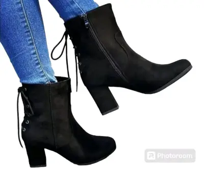 Botines negros de tacón alto para mujer - miniatura 1