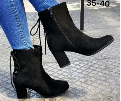 Botines negros de tacón alto para mujer - miniatura 2