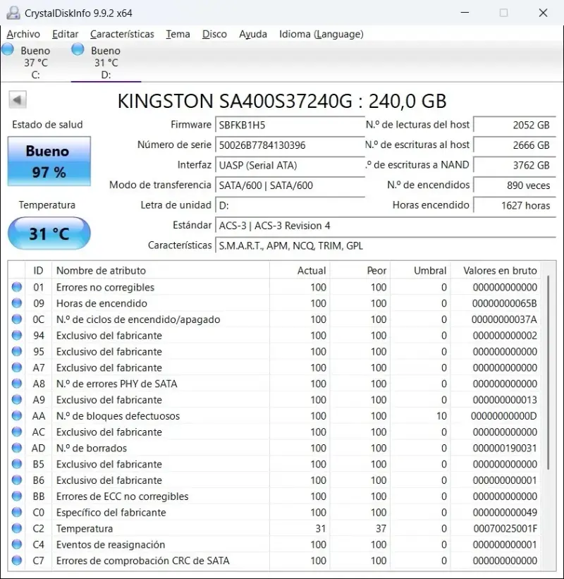 SSD Kingston 240GB 2.5” SATA - 2
