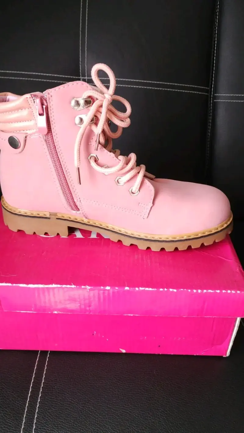 Botas de niñas rosadas con cordones - 2
