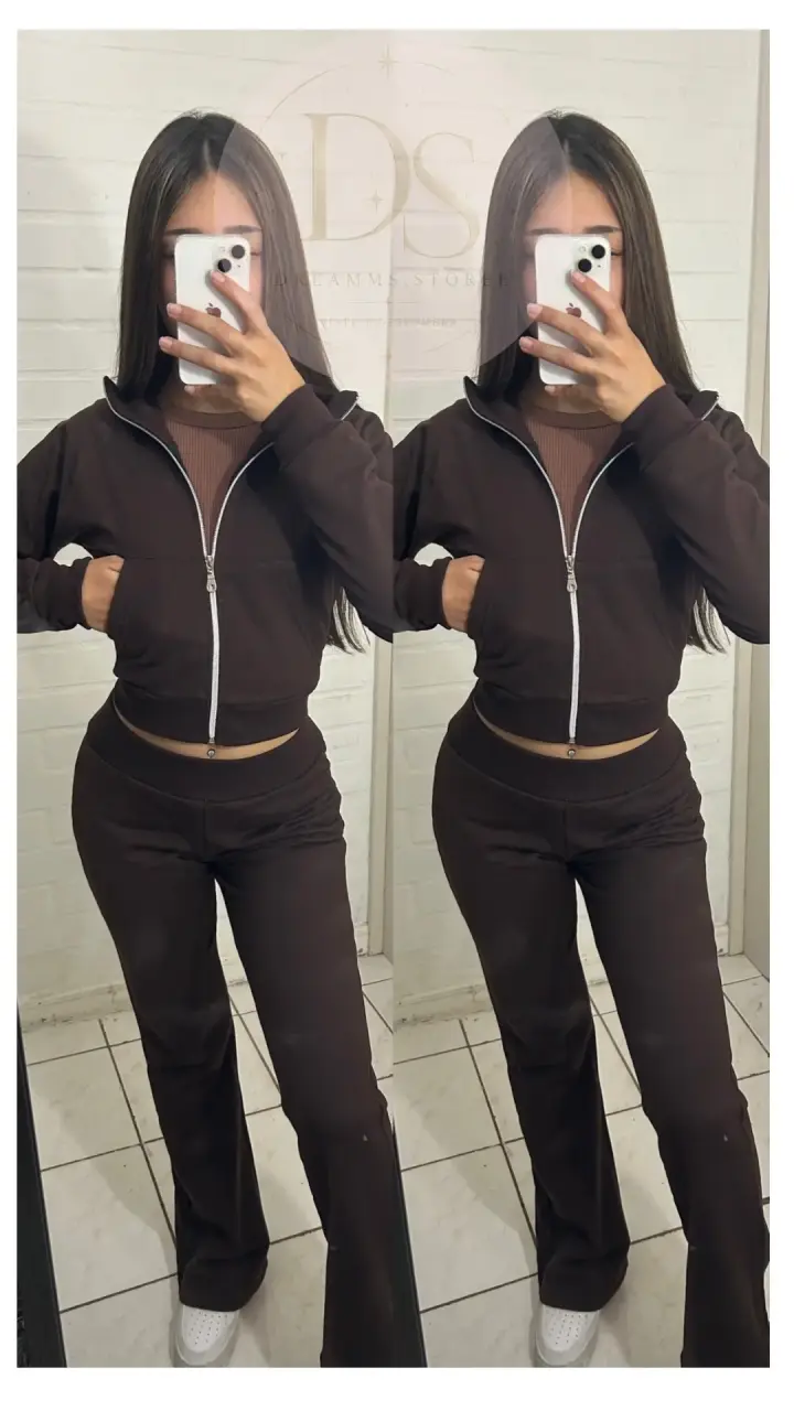 Conjunto deportivo marrón para mujer