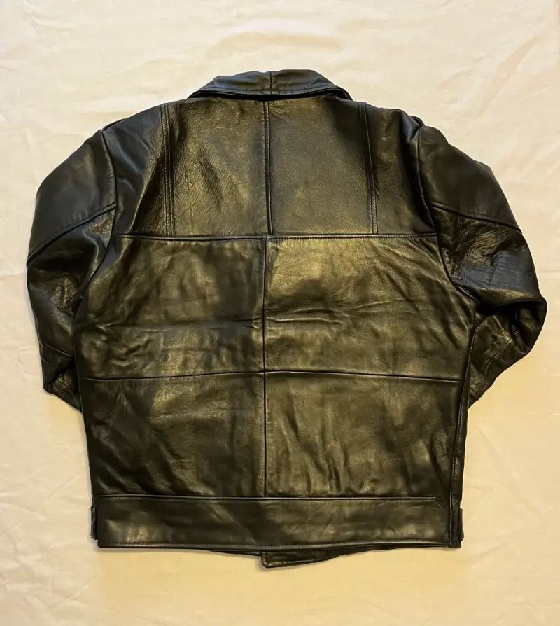 Chaqueta de cuero negra estilo motociclista - 3