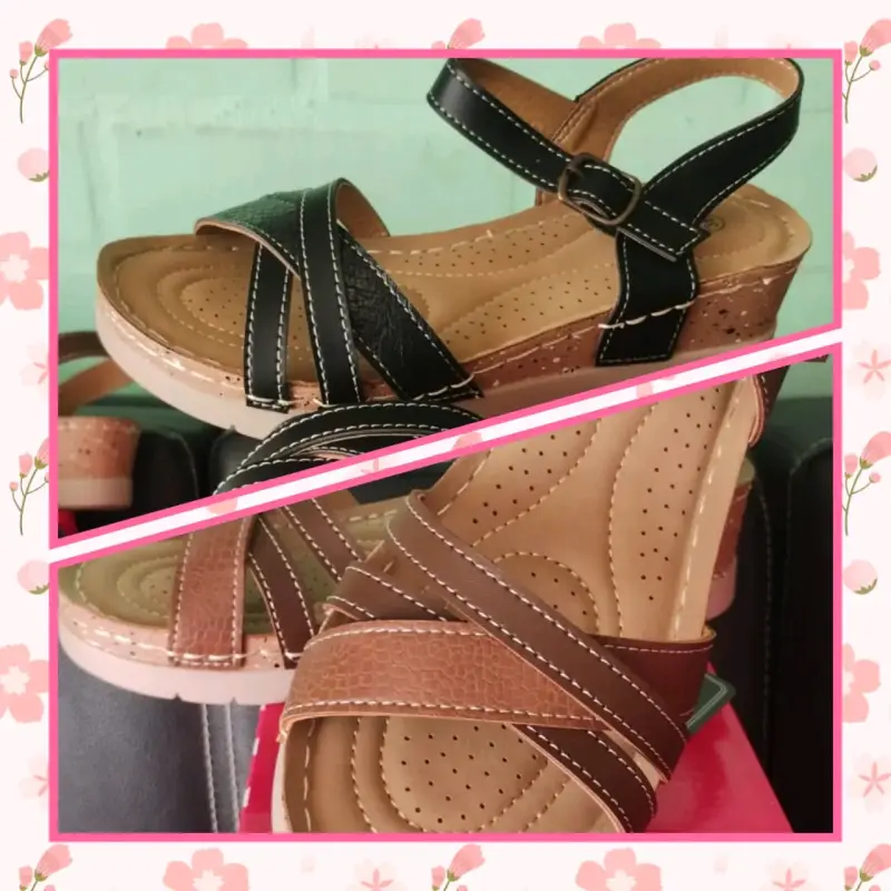 Sandalias de mujer con plataforma en negro y marrón - 1