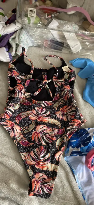 Traje de baño entero con estampado,  tropical - miniatura 1