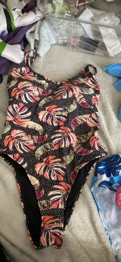 Traje de baño entero con estampado,  tropical - miniatura 2