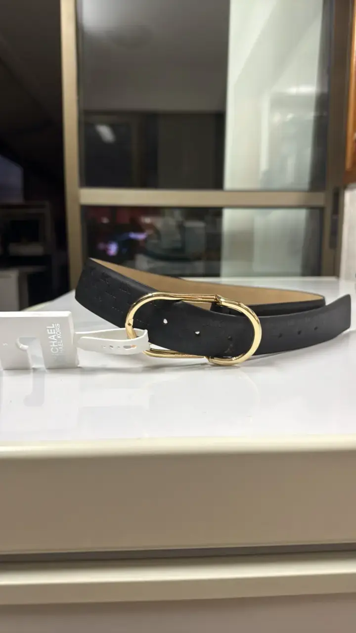 Cinturón de cuero negro Michael Kors hebilla do - 1