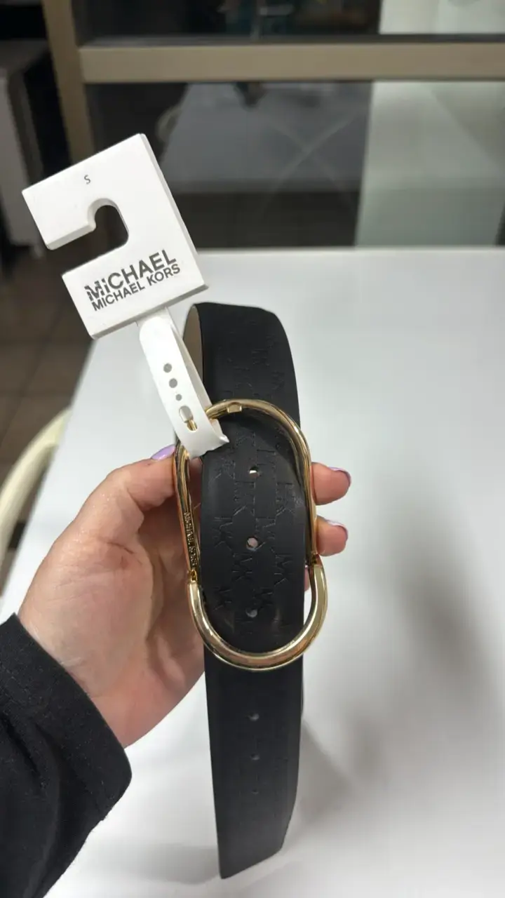 Cinturón de cuero negro Michael Kors hebilla do - 2